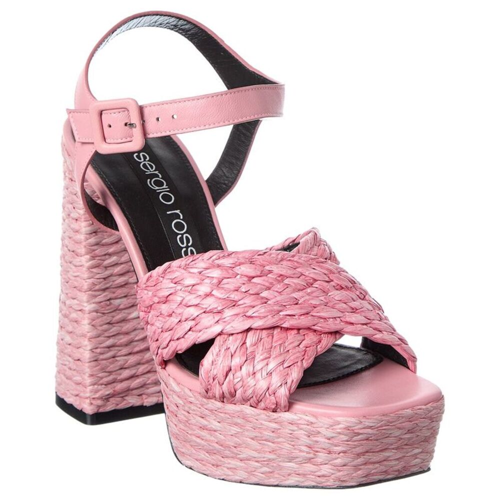 Sergio Rossi Seville 90 Straw Platform Sandal